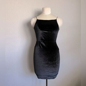 Vintage Wearever Black Velvet Bodycon Dress Size M